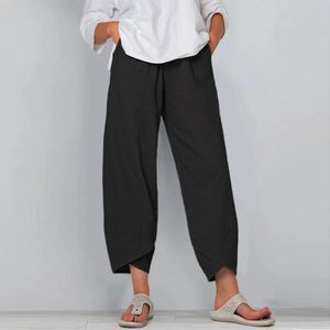 Pantalon de pantalon de pantalon Harem Summer en lin coton pour femmes en coton pour femmes