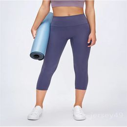 Leggings cortos para mujer Yoga Nake Feeling Outwork LU Pantalones capri Elasticidad de gimnasio Traje de cintura alta ajustado Sin línea en T Pantalones deportivos ajustados elásticos