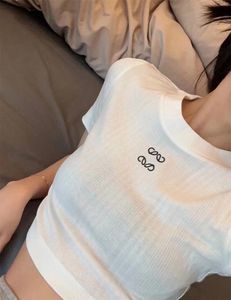 Womens Cropped Tank Tops Fashion Luxury Designer jumper pull Camis Tees broderie lettre Summer White Black Knit crop pull manches courtes femme Vêtements