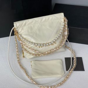 Femme Cross Body Classic Mini 22 Sacs à provisions Pearl Cahin Real Le cuir Top Handle Tapes Gold Metal Hardware Matelasse Crossbody Body Bodage Handsbag 20cm
