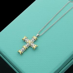 Colliers en diamants croisés pour femmes, bijoux de styliste, marque complète, cadeau de mariage et de noël, 226g