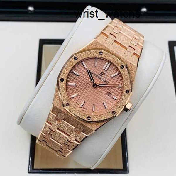 Reloj de pulsera de cristal para mujer Reloj de pulsera AP Reloj Serie Royal Oak Reloj para mujer Reloj de 33 mm de diámetro Movimiento de cuarzo Acero de precisión Platino Oro rosa Ocio Mujer L