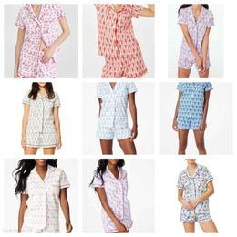 Pijamas lindos de conejo rodillo para mujer Y2k mono estampado prefabricado conjunto de pijama de 2 piezas camisa de manga corta pantalones cortos de pijama ropa Casual Ju8