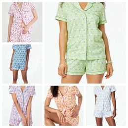 Dames schattig roller konijn pamas y2k aap geprefabriceerd printing 2-delige pama shirt shirt met korte mouwen pj shorts set casual slijtage a5