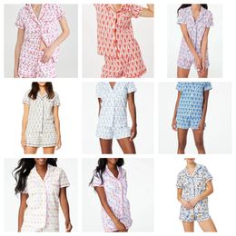 Femmes mignons Roller Rabbit Pamas Y2K Monkey Préfabriqué Printing 2 pièces Pama Set Short Shirts PJ Shorts Set Casual Wear Ju8