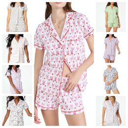 Dames schattig Roller Rabbit tweedelige broek pyjama Y2k aap geprefabriceerd afdrukken 2-delige pyjamaset shirt met korte mouwen Pj shorts set Casual homewear zc