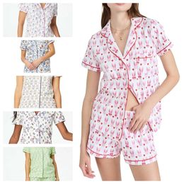 Dames schattig Roller Rabbit tweedelige broek pyjama Y2K Monkey geprefabriceerde afdrukken 2-delige pyjama set shirt met korte mouwen Pj shorts set Casual homewear ag