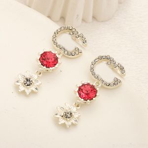 Boucles d'oreilles pendantes pour femmes, lettre de marque de styliste, diamant coloré, accessoires de bijoux