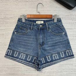 Dames denim shorts ontwerper jeans luxe paarse merk jeans rechte gaten casual zomernachtclub blauwe dames shorts stijl