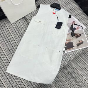 Dames denim vest jurken metalen badge designer rokken hoogwaardige dames witte jurk voor de zomer