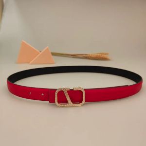 Ceinture de designer pour femmes Diamants de luxe Insert Boucle d'or Ceintures de mode Ceintures en cuir rouge lisse adaptées aux cadeaux de fête en plein air 6 couleurs Hot -7