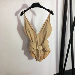 Letra de bikini de diseñador de mujer Bordado traje de baño sexy en v-cuello en v respaldo de una pieza traje de baño de una pie