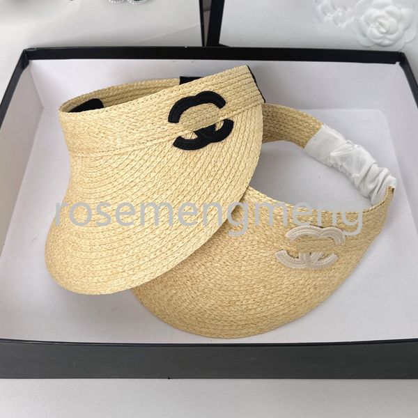 Designer Brand designer double lettre de paille Visors Cap Top Sun Sun Sund Inversed Hapte en tricot Cap Men Femme Wide Brim CHAPES SUMME BEAT SUM