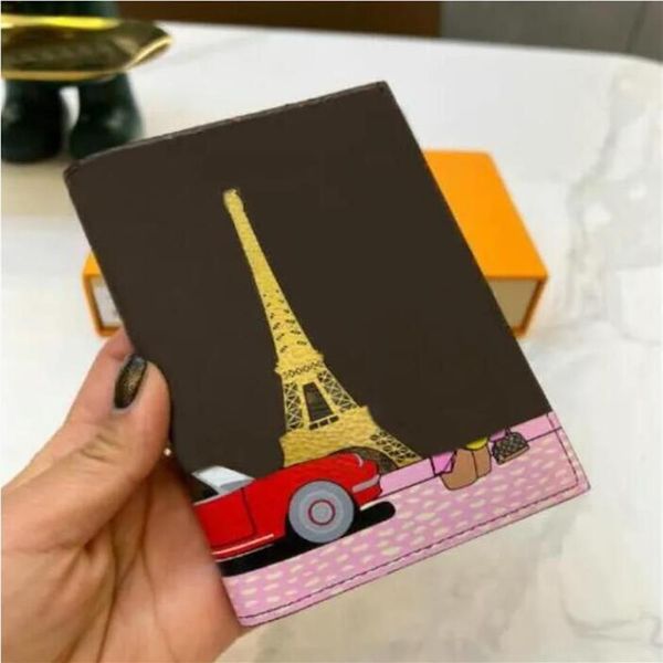 Porte-cartes de styliste pour femmes, couverture de passeport, mode luxe, étui de Protection pour affaires, crédit tendance, portefeuille marron Iconic337F