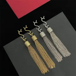 Femmes Designer Dangle Boucles d'oreilles Or Boucles d'oreilles Stud Luxe Mince Chaîne Glands Boucle D'oreille Bijoux Mode Colonne Boucles D'oreilles Cerceau Argent Boucle D'oreille Bijoux