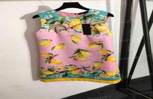 Dames Designer Jurken Modemerk Pink Verborgen stof Lemon print rug Zip Mouwloze jurk hoogwaardige luxe dames dames doekdoekdoorsnede 7031961