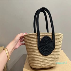 Womens designer mode sac à main tressé paille coton sac de plage tricoté sac à main petite femme shopping été plage femmes totes sacs 23cm