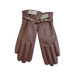 Guantes de diseñador para mujer Guante clásico vintage Invierno Cálido Marca Montar al aire libre Guante de esquí Negro Mujeres Guantes de cadena sexy