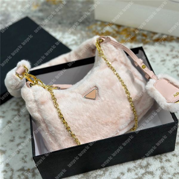 Womens Designer Hobo Bag Fuzzy Luxury Hobo Sacs Chaîne De Luxe Sac À Bandoulière Lapin Dames Créateurs De Mode Sac À Main P Sacs À Main Bourse