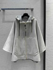 veste à capuche design pour femme mode manteau cape à double face taille S-L pardessus à manches longues avec fermeture à glissière Aug02