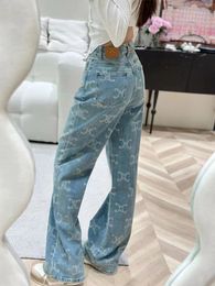 Jeans de diseñador para mujer damas para pantalones de mezclilla Pantalones rectos casuales de temporada Pantalones vaqueros rectos de calle de alta calidad Tendencias de marca de moda Versátil