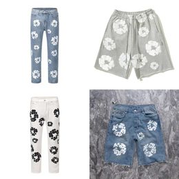 Jeans de créateurs de femmes Let Flower Mens Street Hip Hop brodé Shorts brodés