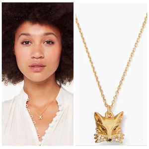 Collier Kate Ks Kate Ks Accessoires quotidiens K Série K Ministinte mate Gold Gold Diamond Diamond Fox Collier Collier court chaîne