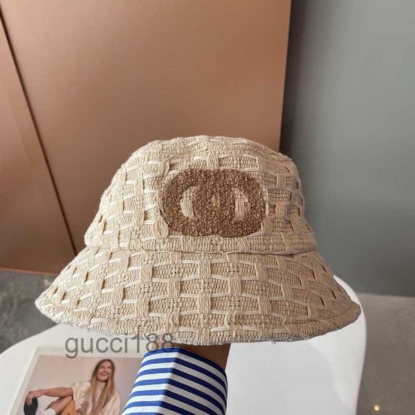 Diseñador para mujer Sombrero de cubo de punto Moda Sun Fisher para hombres Mujer Lujos Sombreros de playa Bonnet Gorros Gorra de béisbol de paja 2302084bf GNNE GUOR