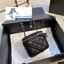 Damen-Designer-Mini-Kosmetiketui aus Lammfell, Box-Taschen mit Crush-Goldkugel, Metall-Matelasse-Kette, Umhängetasche, kleine Vanity-Outdoor-Sacoche-Münzen-Geldbörse