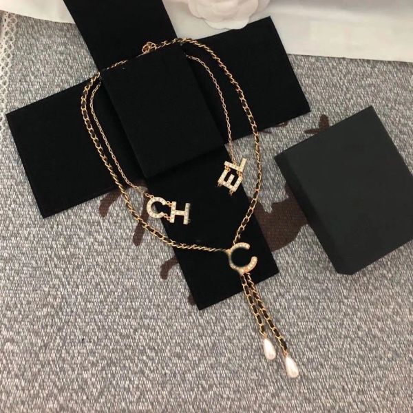 Dames Designer Ketting Choker Messing Koper 18K Verguld C-Letter Kettingen Hanger Dubbellaags Mode Bruiloft Sieraden Accessoires