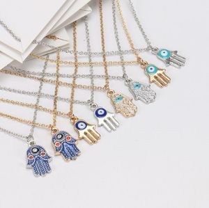 Collar de diseñador para mujer Cadena chapada en oro plateado Clásico Evil Eye Hamsa hand Charms Collares pendientes Joyas con tarjeta de regalo