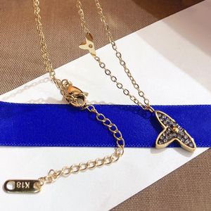 Dames Designer Ketters Kristalbloem Hanger Brand Letter Pendant 18K Goud roestvrijstalen kettingkettingen Choker sieraden Geschenken Persoonlijkheid Klaafiekketting