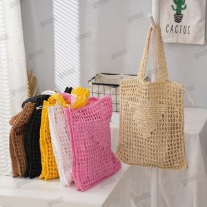 Dames pradehanbag tas luxe merken holle letters raffia strome tote papier geweven vrouwen schoudertassen zomer mode breien strand handtas pradebag