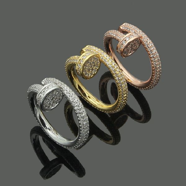 Womens Designer Ring Fashion Full Diamond Stones Love Ring Gold Nail Rings Bijoux