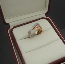 Damen-Designer-Ring, modische Liebesringe, Schmuck, dreifarbiger Dreiring-Volldiamant-Ring für Frauen4339916