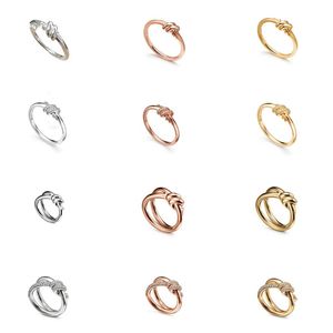 Damesontwerper Ring Twisted Rope Ring Twisted Diamondless Set met diamant populaire mode klassieke veelzijdige enkele ring dubbele ring multi -size multi -size