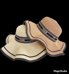 Женская дизайнерская соломенная шляпа с рюшами Модная вязаная шапка Кепка для мужчин Женские кепки с широкими полями Летние ведра Пляжные шляпы на открытом воздухе 9 стилей5269933