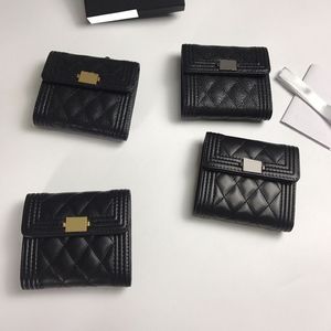 Femmes Designer Sac Boy Card Holder Portefeuille Noir Porte-Monnaie Caviar Cuir De Veau Agneau Antique Or Argent Métal Matériel Tr256z