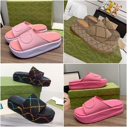 diseñador para mujer sandalia plataforma diapositivas hombres zapatilla zapatos inferiores gruesos chanclas verano plano casual playa sandale cuero genuino de alta calidad con caja 10A