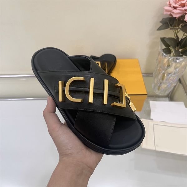 Sandalias de diseñador para mujer, sandalias anchas y gruesas, deslizadores de plataforma, sandalias, zapatillas de marca desnuda, zapatillas clásicas de playa informales para mujer, sandalias de cuero real con caja