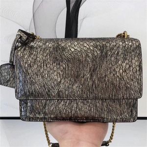 Damesontwerper Schoudertassen Klassieke Kate Sunset Gold letters Handtassen Ketting Snake Skin Effect Sheepskin Canving Fashion Luxe vrouwen Flap Purse Me R2Cy#