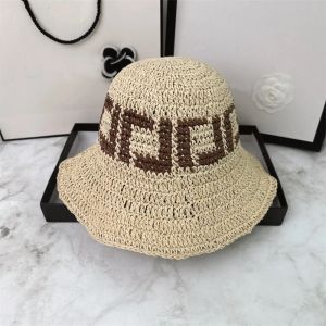 Damesontwerpster Strawhoeden opvouwbare emmer hoeden Ontwerpers Casquette Men Zon Cap Beach Gras Braid Fashion Straw Visor Travel Zon