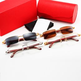 gafas de sol de diseñador para mujer gafas de sol de moda para hombre gafas de sol de madera medio marco Rectángulo clásico Cuadrado Gafas de oro de lujo gafas carti lunette con estuche