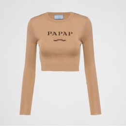 Damesontwerper Sweatershirts bijgesneden zijden trui met logo P herfst/winter Fashion Woman Knitwear shirt maat SML