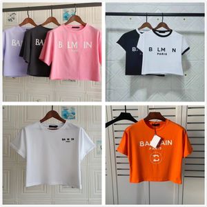 Damesontwerper T-shirt Crop Top Letters Gedrukt T-shirt vrouwelijk Casual korte mouwen Crew Neck Tops maat S-L