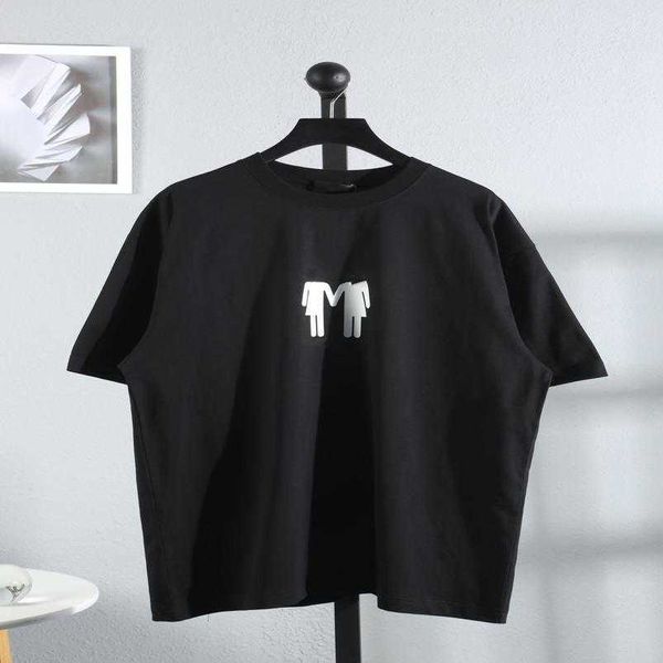 Womens Designer t shirt Shirt High version family sleeve holding hands duo dessin animé motif drapeau imprimé T-shirt