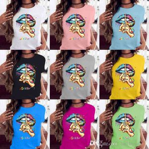 Designer T-shirt voor dames Zomermode Lipprint Digitale shirts met korte mouwen Effen kleur Tops Plus maat dameskleding S-3xl