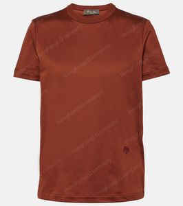 Designer T-shirts voor dames Katoenen jersey T-shirt Loro piano dameskleding Ronde hals Effen kleur T-shirt met korte mouwen