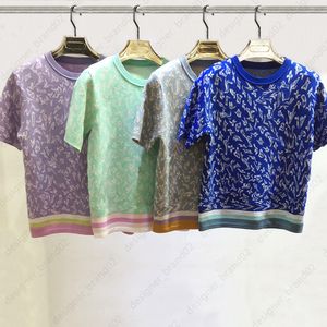 Femmes Designer T-shirts Slim-Fit T-shirts tricotés pour les femmes d'été Imprimer Lettre Pull à manches courtes Tops Taille asiatique S-L