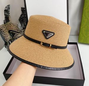 Damesontwerper Triangle Letter Straw Hat Gentleman Cap Sun hoed mode gebreide hoed pet voor mannen vrouw brede rand hoeden zomer emmer hoeden strandhoeden